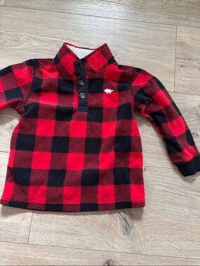 Kids Red & Black Buffalo Plaid Sherpa Pullover Top
